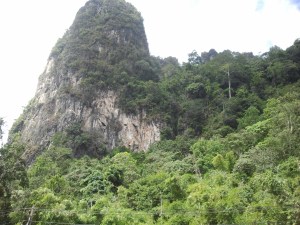 Just another mountain to the east of Mae Sot. It looks like it's saying, "Climb me. I dare you", but in Thai, of course.