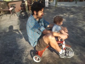 Little B and I getting ready for our adventures on mopeds in Thailand.