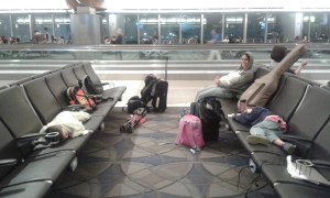 The kids thought they would be awake til our plane left at 1:25am.  Wrong!
