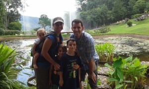 A giant fount in the background with dozens of variety of lotus behind.  I wish we could have spent more time at the gardens.
