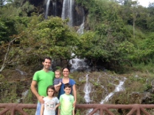 In front of the larger waterfall, Namtok Tah Rah Rak.